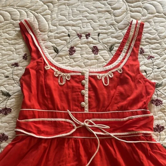 Anthropologie Floreat orangey red dress 12 - Picture 6 of 9